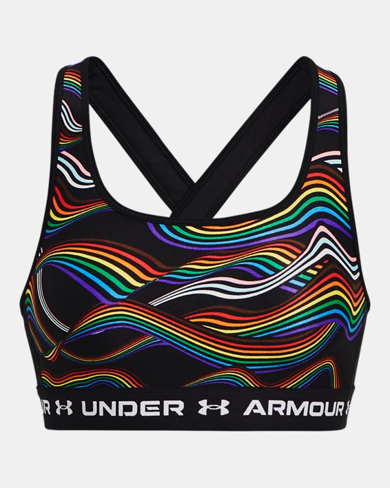 Women's Armour® Mid Crossback Pride Sports Bra, Black, pdpMainDesktop image number 12
